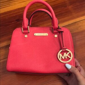 Michael Kors Red Purse Handbag or Crossbody Style with Gold Accents